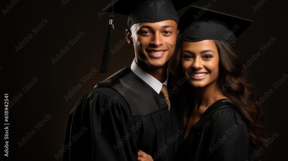 Fototapeta premium a American Couple as college graduates