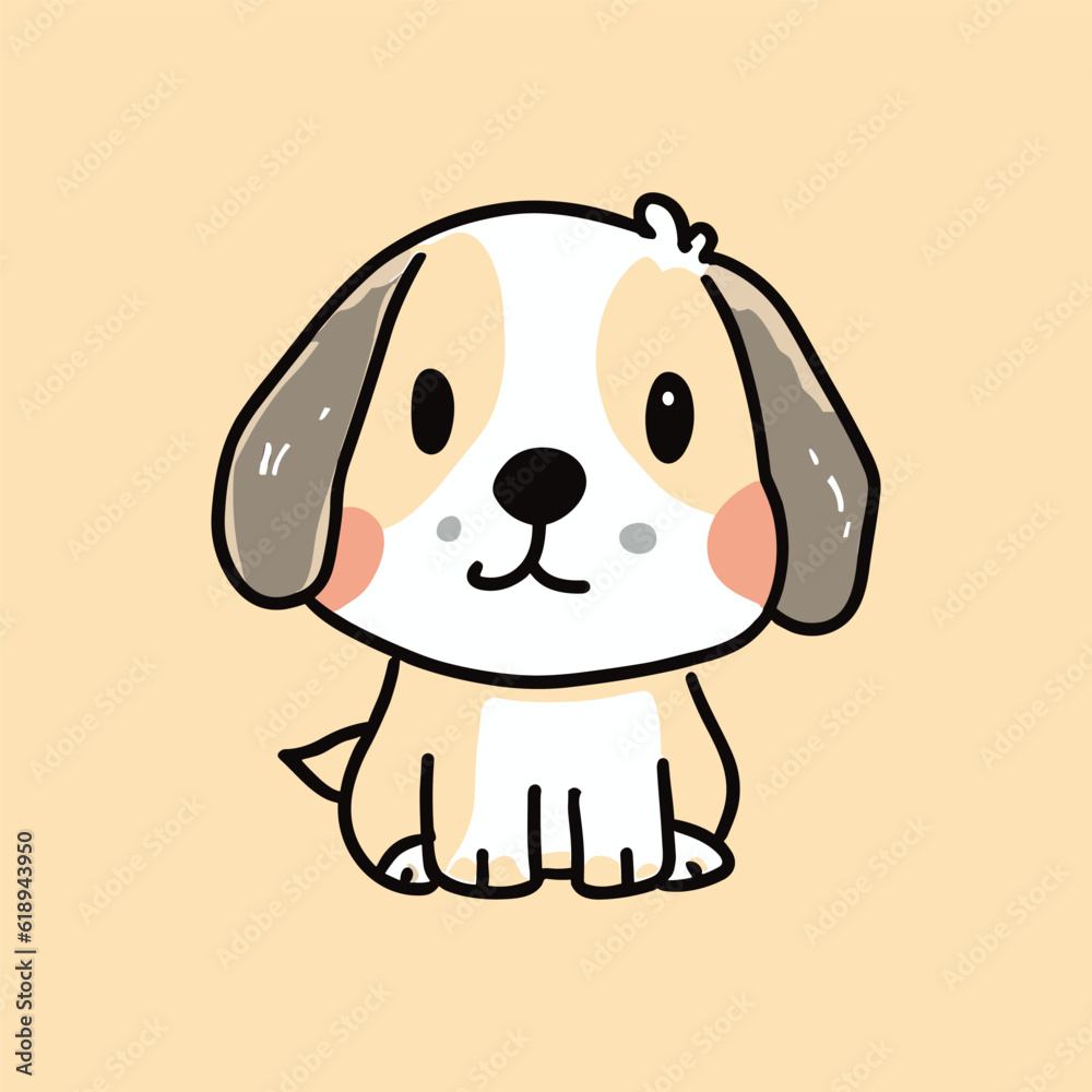 Dog vector happy cartoon puppy sitting, Portrait of a cute little dog wearing a collar. Dog friend. Vector illustration. Isolated on colorful background. Dog vector happy cartoon puppy sitting, Portrait of a cute little dog wearing a collar. Dog friend. Vector illustration. Isolated on colorful background.
