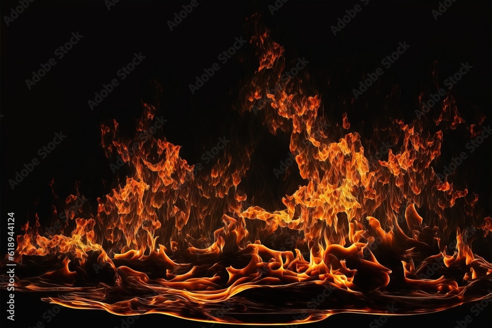 a fire is burning in the dark with bright orange and yellow flames on ...