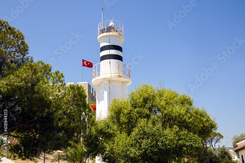 Wallpaper Mural A white lighthouse on the island of Güverginada in Kusadasi, of Turkey. Torontodigital.ca
