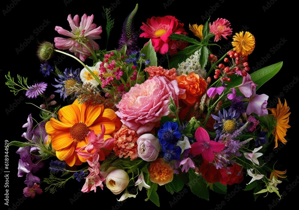 A colorful bouquet of wildflowers. Poster. Generative ai. A colorful bouquet of wildflowers. Poster. Generative ai.