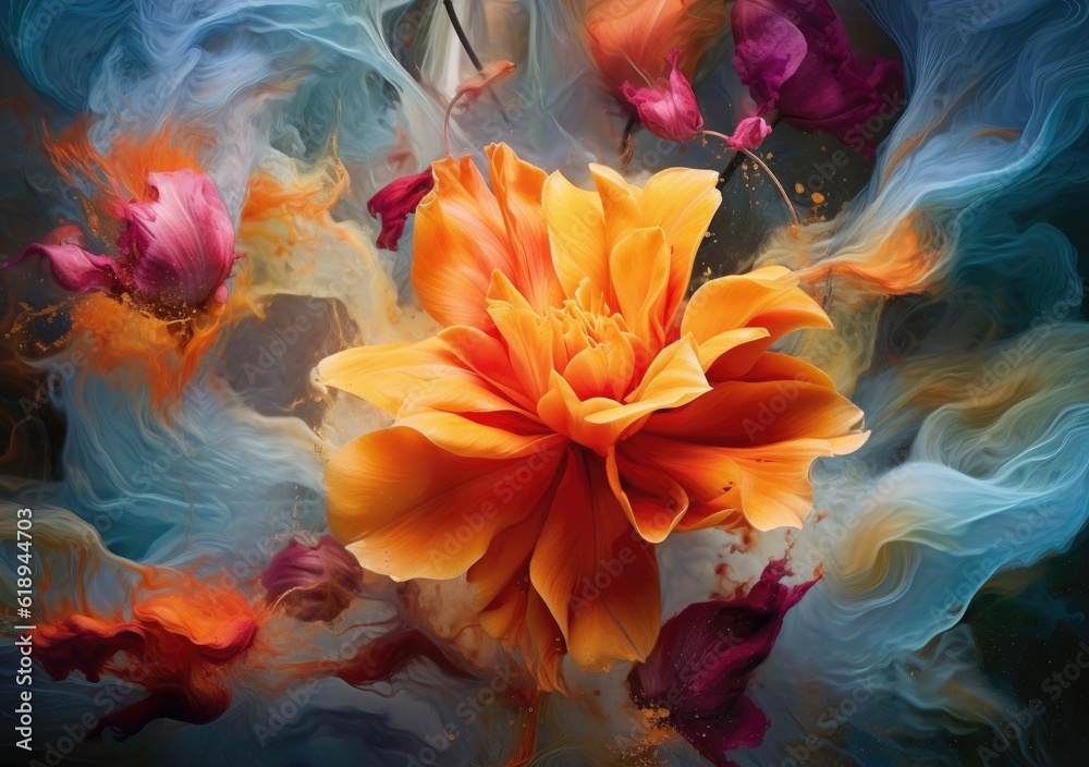 The harmonious blend of vibrant colors. Poster. Generative ai.