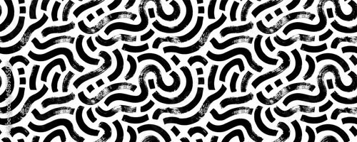 Bold line doodle seamless pattern. Creative minimalist style art background for children or trendy design with basic shapes. Curved bold brush strokes ornament. Trendy texture design with squiggles. © Анастасия Гевко