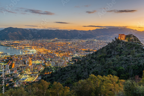 Palermo, Italy Cityscape at Twilight