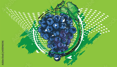 Bunch of grapes. Wine concept. Hand drawn illustration.