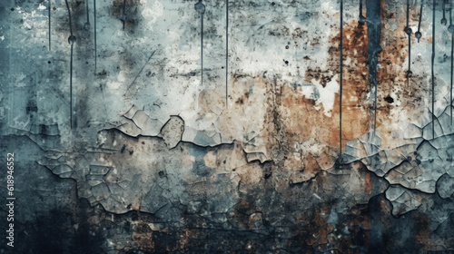Grunge Texture Background: A Wall Texture with a Grunge Texture and a Peeling Paint Effect AI Generated 