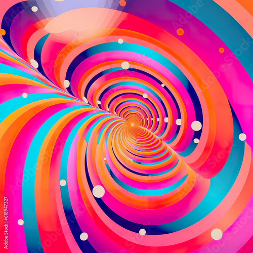 A colorful spiral design with dots on it. Generative AI.