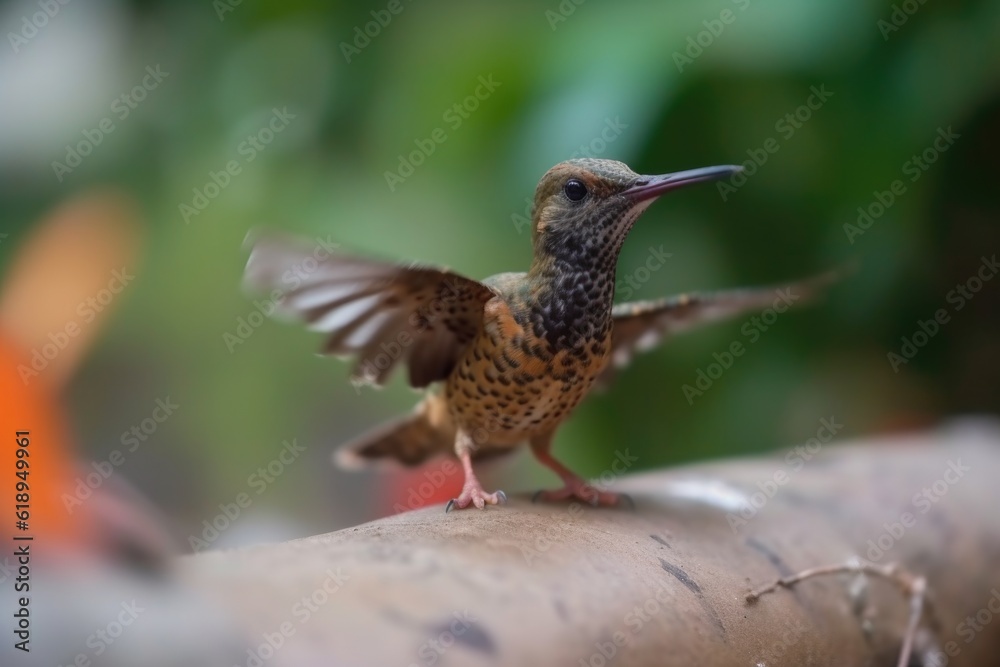 tiny hummingbird learning to fly in slow motion, with its wings moving in a blur, created with generative ai tiny hummingbird learning to fly in slow motion, with its wings moving in a blur, created with generative ai