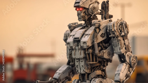 robot is a soldier with com...