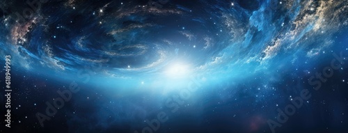 A view from space to a spiral galaxy and stars. Universe filled with stars, nebula and galaxy,. Elements of this image furnished by NASA