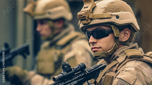 two soldiers in uniform and...
