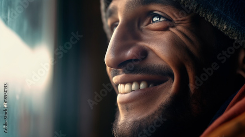 happy young adult smiling m...