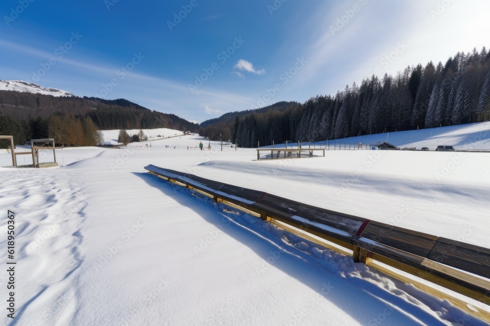winter sport enthusiast snowshoeing through snowy woods, created with generative ai winter sport enthusiast snowshoeing through snowy woods, created with generative ai