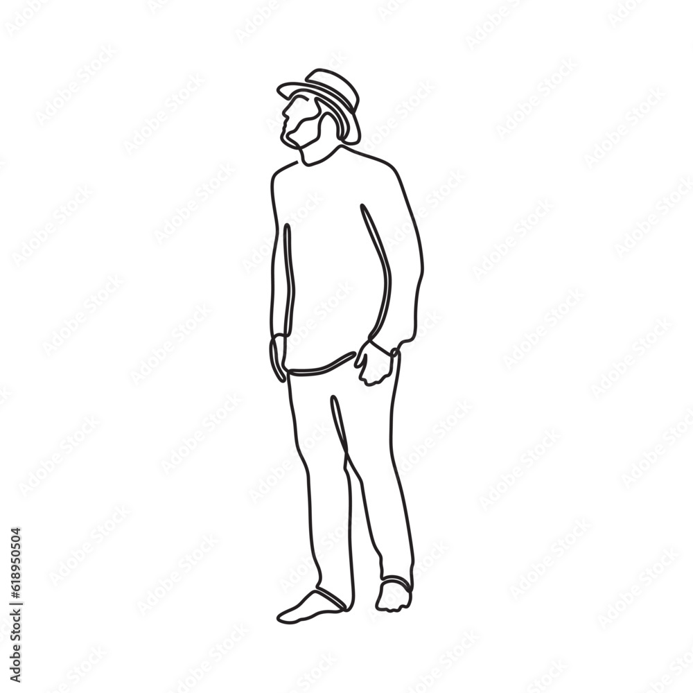 Fototapeta premium continous lineart man with pose minimalist vector