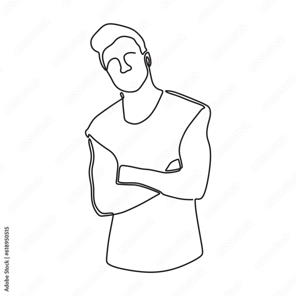 continous lineart man with pose minimalist vector