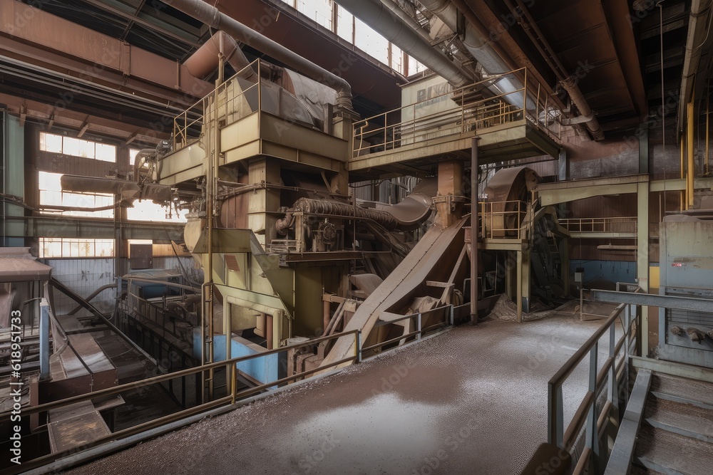 pulp and paper plant, with machines that process raw materials into finished products, created with generative ai pulp and paper plant, with machines that process raw materials into finished products, created with generative ai