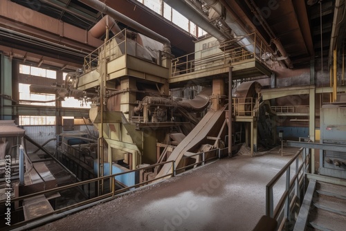 pulp and paper plant, with machines that process raw materials into finished products, created with generative ai