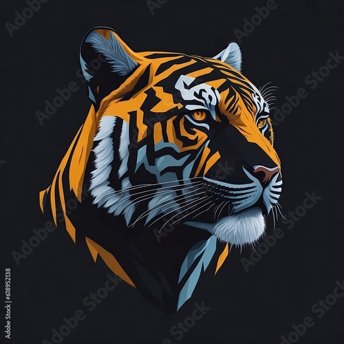 tiger head vector with black background