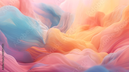 Fototapeta Naklejka Na Ścianę i Meble -  パステルカラーの雲のような3D抽象模様の背景　Generative AI
