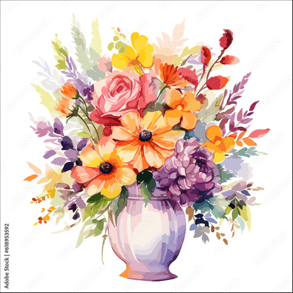 Clipart of flowers in vase for art design decoratve element. Clipart of flowers in vase for art design decoratve element.