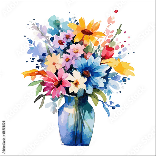Clipart of flowers in vase for art design decoratve element.