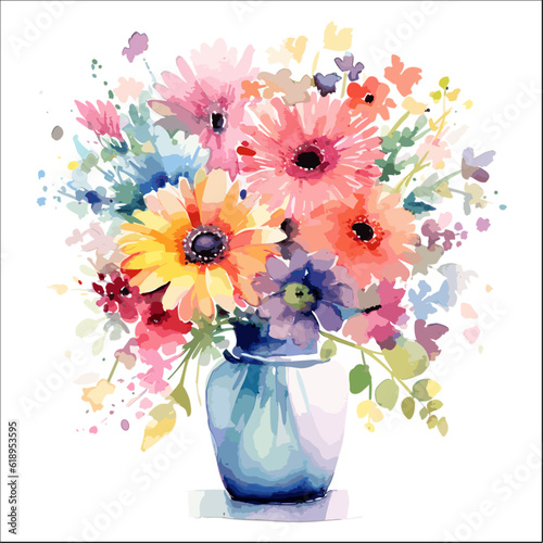Clipart of flowers in vase for art design decoratve element.