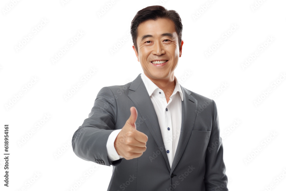 Happy person in front of a white background ai generated Happy person in front of a white background ai generated