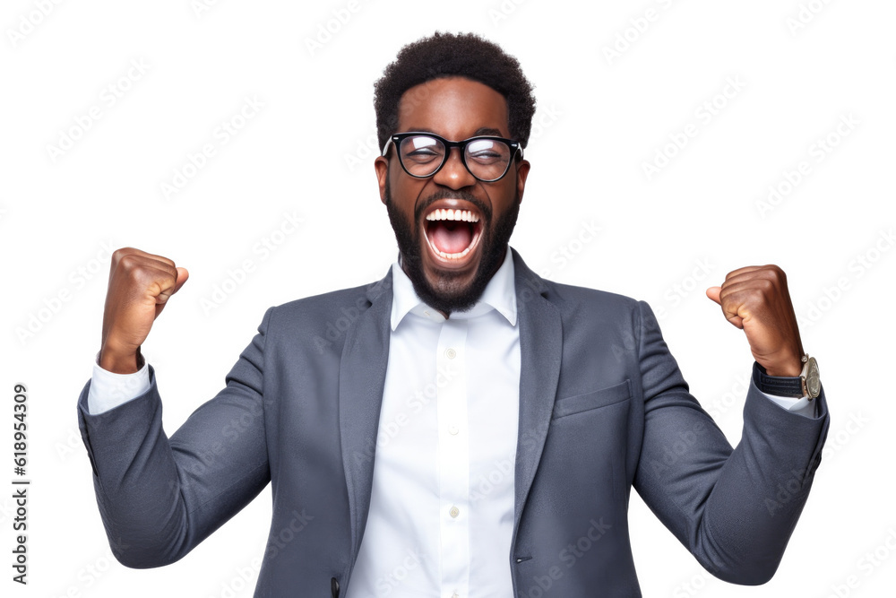 Happy person in front of a white background ai generated Happy person in front of a white background ai generated