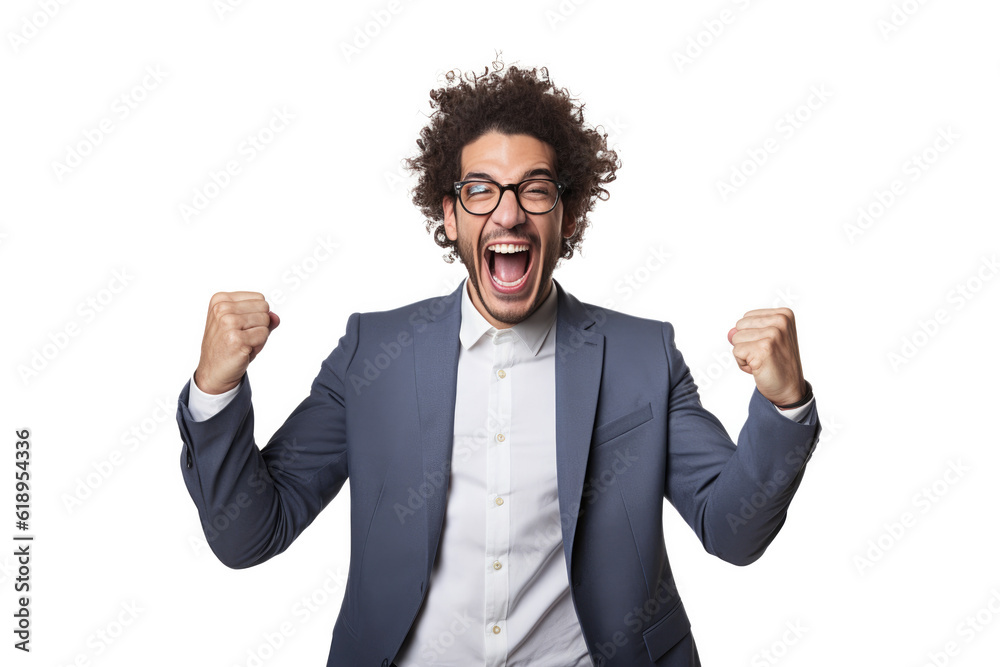Happy Person in front of a white background ai generated Happy Person in front of a white background ai generated