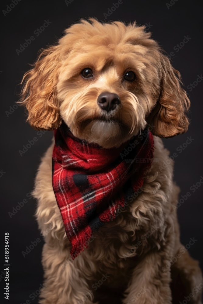 well-groomed dog with a stylish bandana, created with generative ai