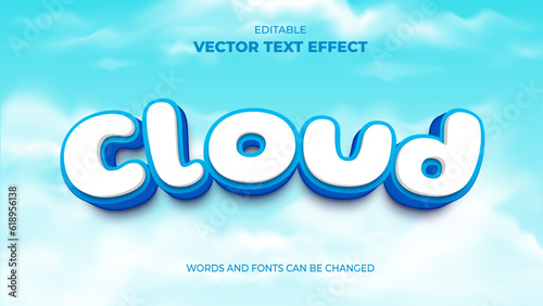 cloud editable text effect with realistic blue sky background