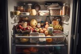 refrigerator full of ready-to-eat foods and snacks for busy days, created with generative ai