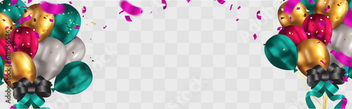 Vector party horizontal colorful balloons background for birthday card