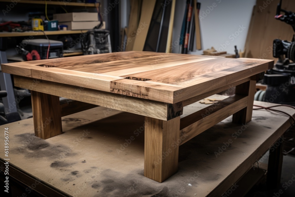 crafting a coffee table, with the final product in view, created with generative ai crafting a coffee table, with the final product in view, created with generative ai