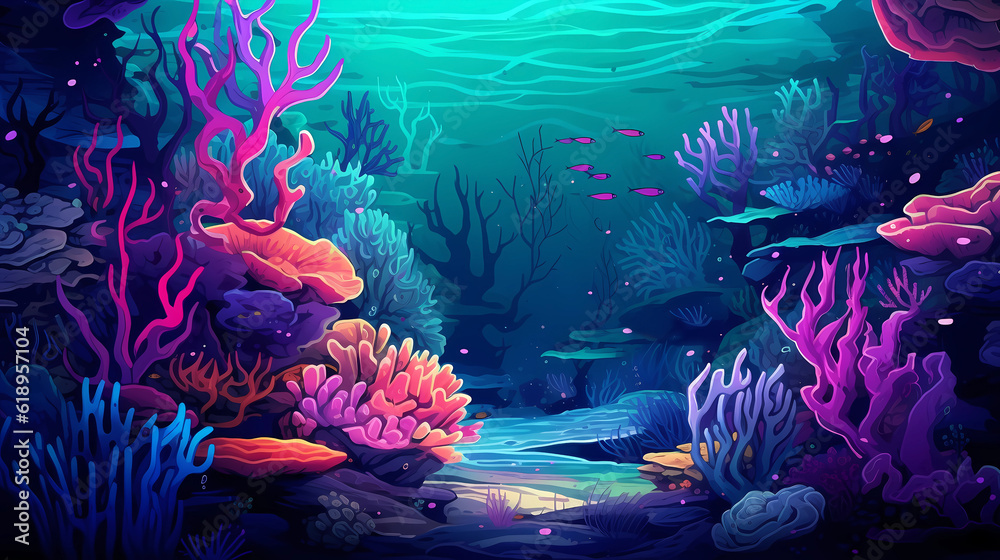 Hand-drawn cartoon beautiful underwater coral world illustration
Hand-drawn cartoon beautiful underwater coral world illustration