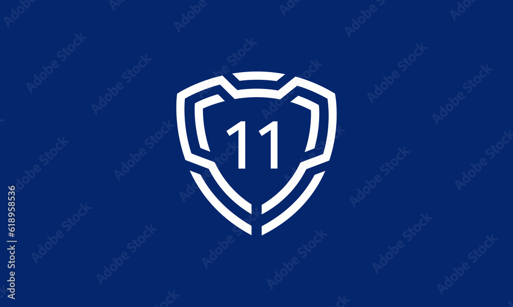 Obraz premium Number Shield Logo Blue Tech Modern IT