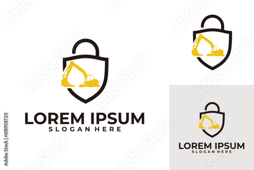 Excavator and backhoe logo template