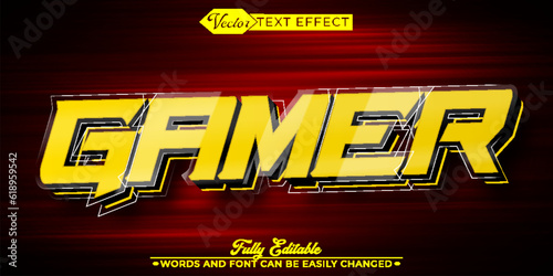Yellow Esport Gamer Vector Editable Text Effect Template