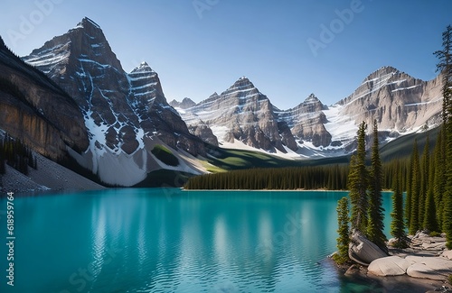 Moraine lake in the rocky mountains, alberta, canada created with generative ai