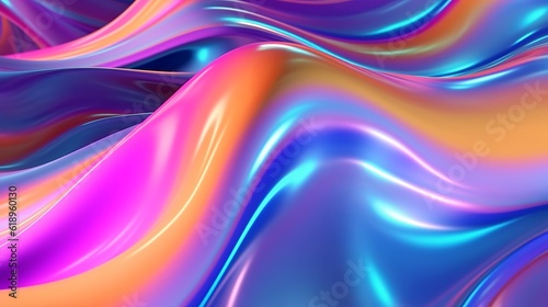 abstract fluid iridescent holographic curved wave in motion colorful, gradient design background, Generative AI