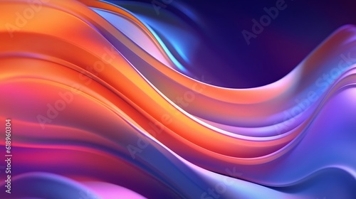 abstract fluid iridescent holographic curved wave in motion colorful  gradient design background  Generative AI