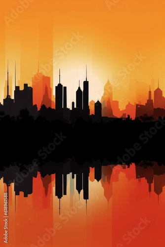 minimalist city skyline silhouette, created with generative ai
