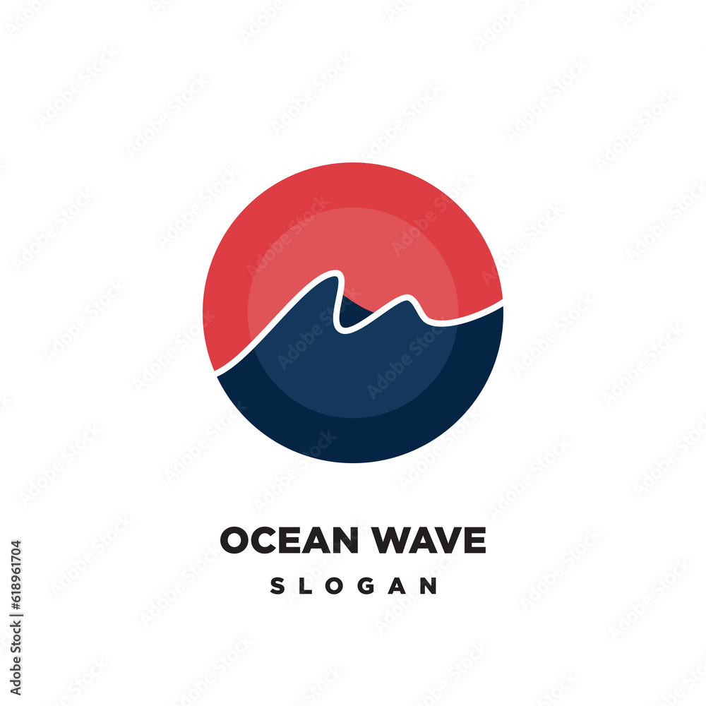 Ocean Wave Circle icon logo vector design Ocean Wave Circle icon logo vector design