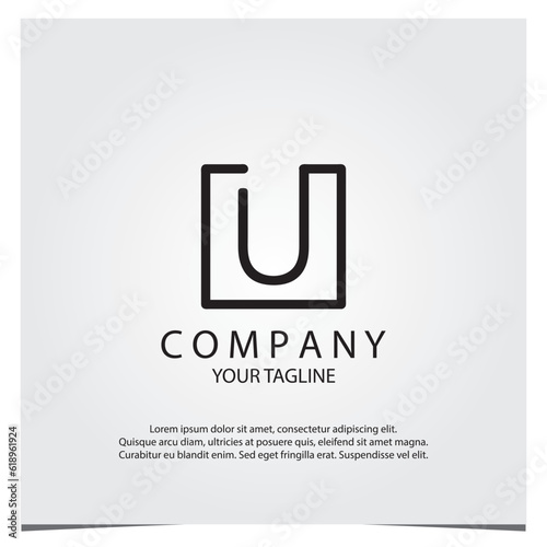 Black square u logo premium elegant template vector eps 10