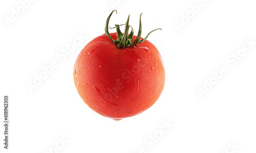 Red  tomato Isolated with drops on white background