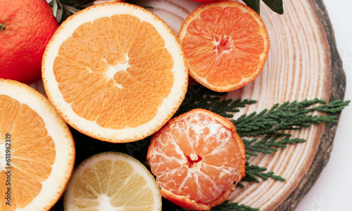 citrus fruit background  orange slicer with space to text