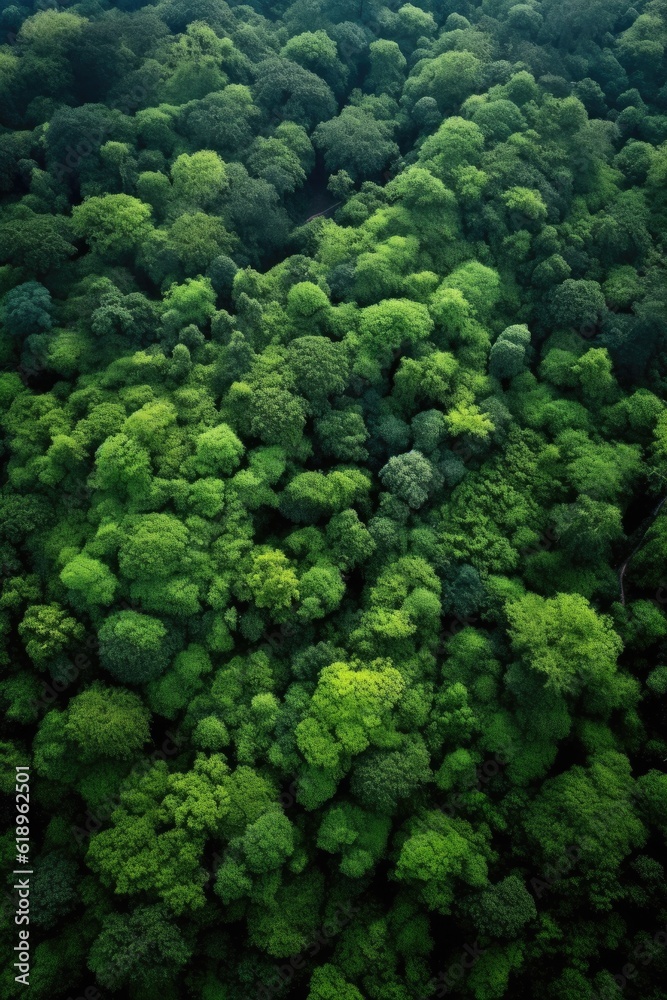 aerial view of a lush green forest, created with generative ai