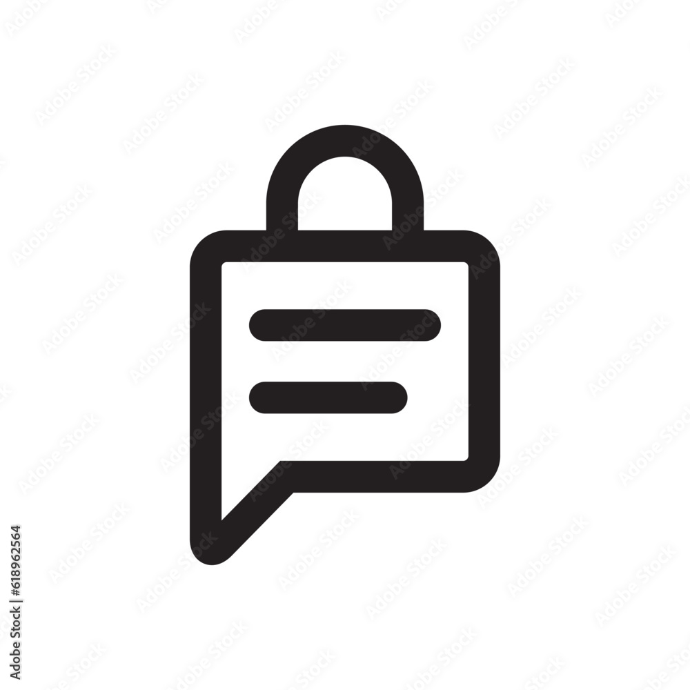Chat lock icon vector. Social media message encryption Chat lock icon vector. Social media message encryption