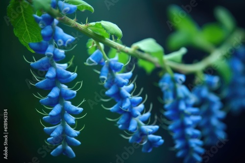 a group of blooming jade vine flowers with a blurred background, created with generative ai
