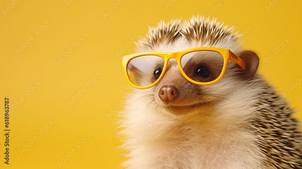 Generative AI, Cool Hedgehog: Stylish Shades on Pastel Paradise Generative AI, Cool Hedgehog: Stylish Shades on Pastel Paradise